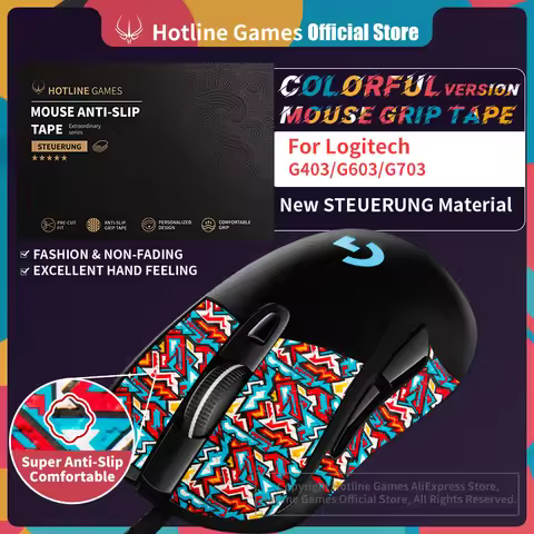 1 Pack Hotline Games Colorful Mouse Anti-slip Grip Tape for Logitech G403 G603 G703 Gaming Wireless 