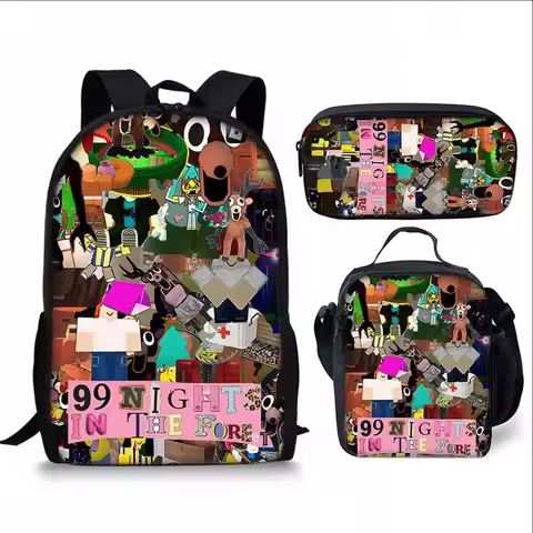 Luxury Popular Funny 99 days in the forest 3D Printed 3pcs/Set pupil School Bags Laptop Daypack Back
