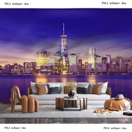 Custom wallpaper mural City Night View Architecture Hudson River Mural Photo Wallpaper Restaurant Ba