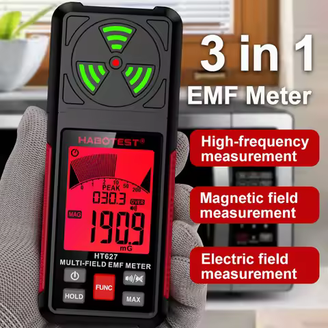 EMF Meter 3 in 1 Electromagnetic Radiation Tester Electromagnetic Field RF Radiation Detector Radio 
