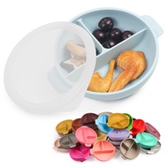 Silicone Baby Feeding Bowl With Lid Strong Sucker Compartment Plate Non-slip ildren Dishes Kit enwar