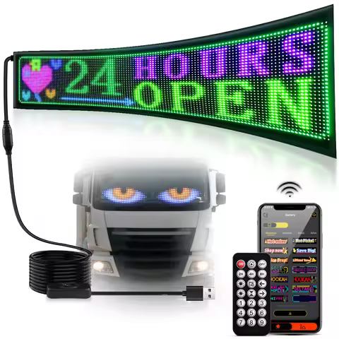 LED Flexible Advertisement Screen Lights USB Digital Display for Car Headlights DRL Daytime Running 