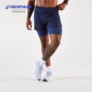 Decathlon Men'S 2 In 1 Running Shorts 2-In-1 For Men Kiprun Run 500 Comfort-Navy/Blue