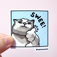 (SG) "swee" singlish cat meme waterproof vinyl sticker (1 Piece)