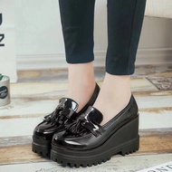 Women Shoes/British Retro Thick-Soled Thick-Heeled Shoes/Waterproof Platform/Women's Patent Leather 