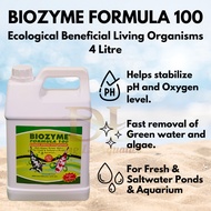 BIOZYME FORMULA 100 - 4 LITRE - ECOLOGICAL BENEFICIAL LIVING ORGANISMS - ANTI ALGAE - FOR FRESH & SA