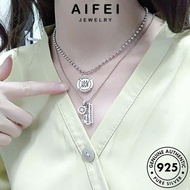 AIFEI JEWELRY Perempuan Leher Perak Necklace Retro Korean Original Silver 925 Sterling Medal For Chain 純銀項鏈 Pendant Women Accessories Rantai N222