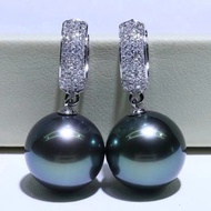 Hf Pearl Earrings 14mm Thick Gold Seawater Mother-of-Pearl Earrings Female Influencer Earrings