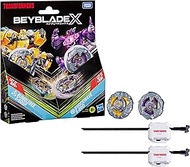 Beyblade X and Transformers Collab, Bumblebee 3-60GP vs. Shockwave 5-80O, 2 Takara Tomy Tops, 2 Laun