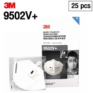 3M 9502V (25ชิ้น) KN95 / P2 หน้ากากมีวาล์วป้องกันฝุ่นละออง PM2.5 ชนิดสายคาดศีรษะ สีขาว