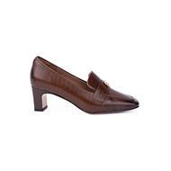 Giày cao gót loafer nữ da bò sần đế vuông Aokang 123221400