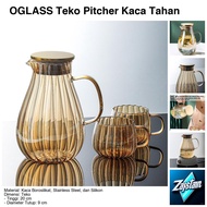 OGLASS 1.8L Heat Resistant Glass Water Jug with 2 Cups - OG-18