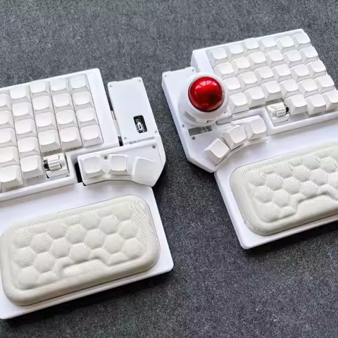 Weekin Trackball Split Keyboard with Scroll Wireless Dual Mode ZMK/QMK Wheel Ergonomic Adjustable An