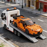 MOC FH16 rescue trailer 6x4 heavy-duty towing vehicle assembled building block trailer model truck t