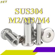 304 stainless steel chamfered inner hexagon pair lock screw nut furniture connection splint butt bol