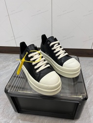Rick Platform Shoes Men Owens Genuine Leather Shoe Women Thick Soled 6 Cm Black Leather Lace-up Low 