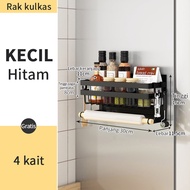 Rak Dapur Magnet Penyimpanan Dinding Samping Kulkas Gantung Aluminium - 2 Tingkat Tempelan Kasur Din