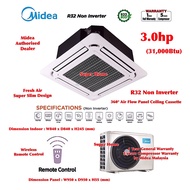 Midea Ceiling Cassette Air conditioner 2hp - 3hp (Panel MCX-PANEL-04A1) R32 Non Inverter Ceiling Cas