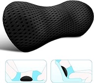 Lumbar Support Pillow - Memory Foam for Low Back Pain Relief, Ergonomic Streamline Car Seat, Office Chair, Recliner and Bed (Black)