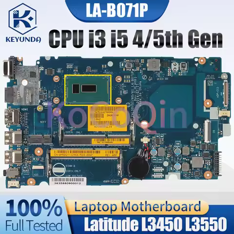 LA-B071P For Dell Latitude L3450 L3550 3450 Laptop Mainboard i3 i5 4/5th Gen 019XXT 01WX80 0HKKT5 0T