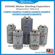 ABS Motor Starting Capacitor 250VAC 75UF/100UF/150UF/200UF/300UF/400UF/600UF/800UF [Kondenser Mesin 
