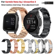 【free gift】Garmin Venu Sq Music/Non Music GPS Smartwatches Strap Stainless Steel Strap for Garmin Vivoactive 3 Music/Forerunner 245 245M 645 Vivomove HR Smart Watch Bracelet Wristband