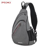 Mixi 17 inch chest bag men women sports shoulder bag sling bag men USB changer messenger bag triangle bag casual water drop bag small bag M5225