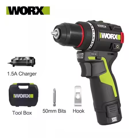 WORX WU135 Cordless Electric Drill 12V 50Nm 1800rpm Brushless Motor for Home Improvement Carpentry M