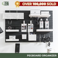 ZENi Pegboard Organizer | Compatible with IKEA SKADIS | Wall Shelf Accessories Hanger Board
