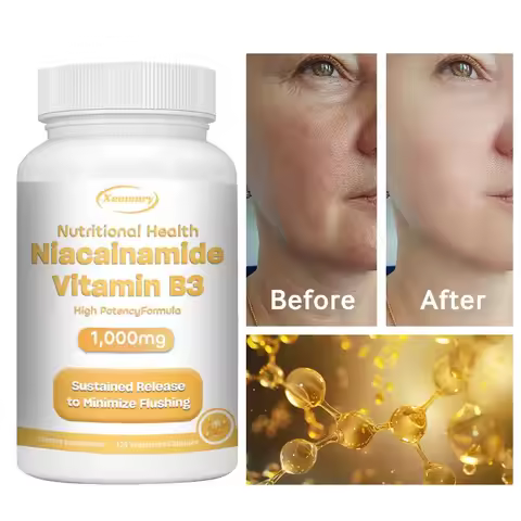 Niacinamide Vitamin B3 Capsules - Supports Brain Function and Heart Health, Boosts Energy Production