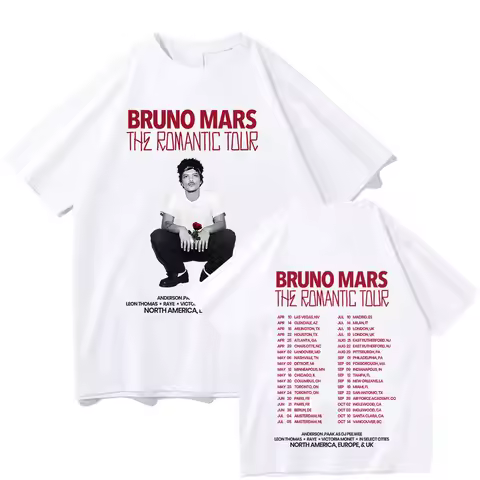 Bruno Mars The Romantic 2026 Tour Tee Bruno Mars T-shirt Unisex Youth and Adult T-shirt Concert Outf