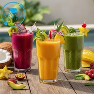 Box of 6 400ml 8-sided Cups – Tall Glass Cups for Drinking Water, Tea, Modern Smoothies