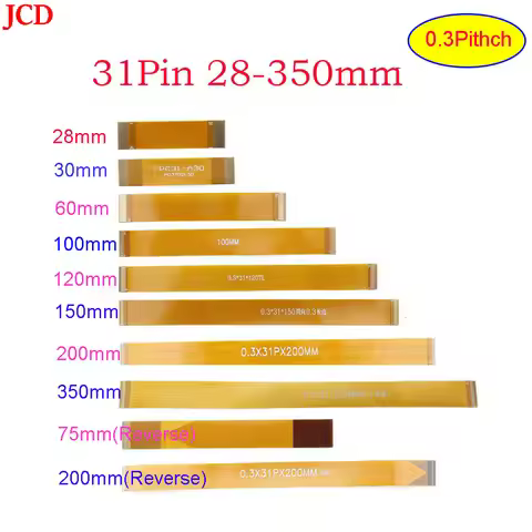 JCD 1pcs 31 Pin FFC FPC Flexible Flat Cable Pitch 0.3mm Same Direction Length 28 30 60 75 120 150 20