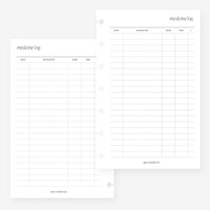 Mini Happy Planner Medicine Log Planner Insert Agenda Refill for 7-Discs Notebook 4.6 x 7