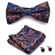 Bow Ties Blue Handkerchief Man | Men Tie Bow Pocket Square Set - Slim Tie Set Men Bow