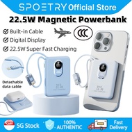 【SPOETRY】ccc 20000mAh Magnetic Wireless Power Bank PD 22.5W Fast Charging Power Bank Built-in Cable 