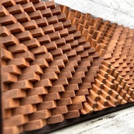 3D 木牆藝術 - 天然木材 - 辦公室裝飾 - 音樂室 - 吸音板