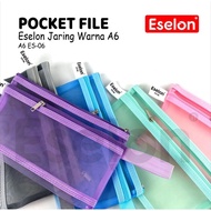 A6 Pastel Es-06 Transparent Mesh Pocket File 2-zipper pouch File Folder
