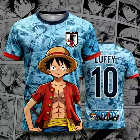 Japan One Piece Luffy Football Jersey T-shirt Kids Football Special Jersey Kit Adult Men's/Women's Q