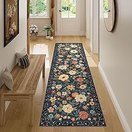 DUKINO Runner Rug, 2x7 Boho Kitchen Rug for Hallways with Low Pile Design, Washable Non Slip Backing