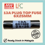 13a plug top fuse 6x25mm 250v