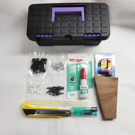 Arrow repair kit to replace fletcher cover, nock, point & slot (cannot repair fletcher) with tool bo