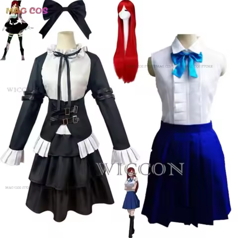 Anime FAIRY cos TAIL Wig Goblin Queen Maid Uniform Black Lolita Dress Erza Scarlet Cosplay Costume H