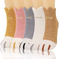 5 Pairs Cat Paw Fluffy Socks, Cuddly Socks, Winter Thick Warm Sleeping Socks, Slippers Socks, Home S