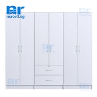 LYFPH 6 Door Wardrobe (Dark Walnut / White)