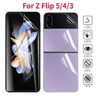 5in1 Hydrogel ฟิล์มสำหรับ Samsung Galaxy Z Z Z Flip 5 4 Flip 4 3ฟิล์มป้องกันหน้าจอด้านหน้าฟิล์มติดไฟรถป้องกันรอยขีดข่วนสำหรับ ZFlip3 ZFlip4 ZFlip5