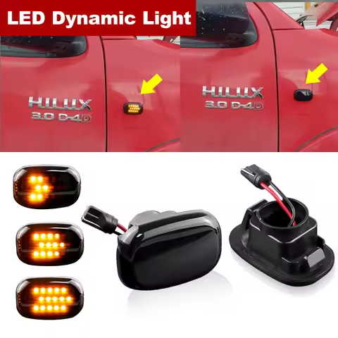 For Toyota 1997-2016 Hilux Surf N21 Harrier ACU3/GSU3/MCU3 2003-UP Canbus Led Smoked Dynamic Side Ma
