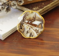 古董LIMOGES里摩瓷器冬日街景擺飾 W835