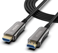 ATZEBE Fiber Optic HDMI Cable 50ft, Fiber HDMI Cable Supports 4K@60Hz, 4:4:4/4:2:2/4:2:0, HDR, Dolby Vision, HDCP2.2, ARC, 3D, High Speed 18Gbps, Slim and Flexible HDMI Fiber Optic Cable