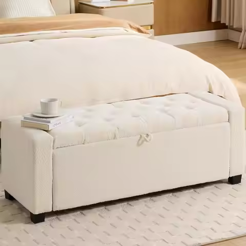 Storage Ottoman Bench, Bench for Bedroom End of Bed, Ottoman with Storage for Living Room and Entryw